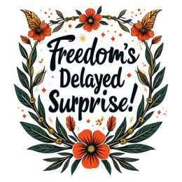 freedom quote flower SVG PNG design with bold lettering, orange and red floral elements