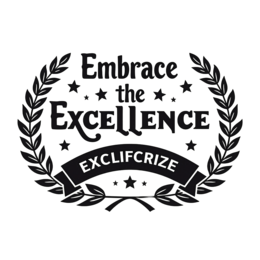 excellence quote SVG PNG design with bold lettering, black floral elements