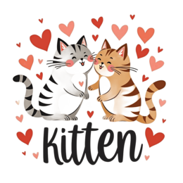 kittens hearts SVG PNG design with bold lettering