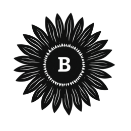 flower black and white SVG PNG design with clean design elements, black and white floral elements