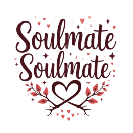 soulmate hearts SVG PNG design with bold lettering, pink and red floral elements