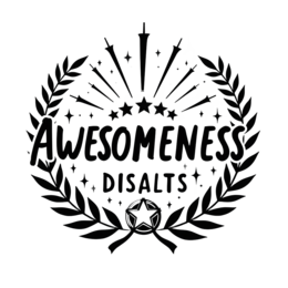 awesomeness stars wreath SVG PNG design with bold lettering, black and white floral elements, an uplifting message