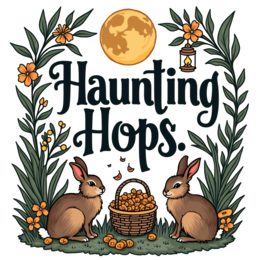haunting hops bunnies SVG PNG design with bold lettering, green floral elements
