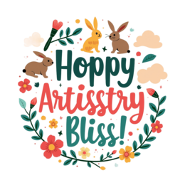 bunnies artistic text SVG PNG design with bold lettering, white and pink floral elements