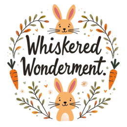 whiskered wonderment bunnies SVG PNG design with bold lettering, white and orange floral elements