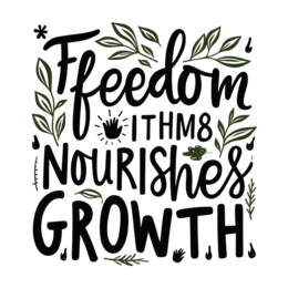 growth nourishment quotes SVG PNG design with hand-drawn style, bold lettering, black and green floral elements