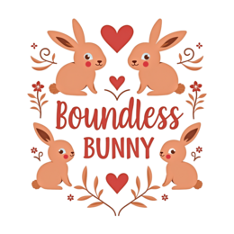 boundless bunny hearts SVG PNG design with bold lettering, white and red floral elements