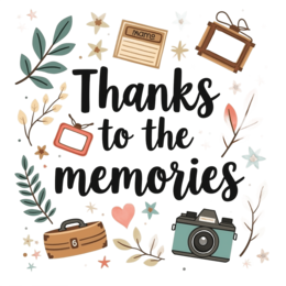 memories SVG PNG design with bold lettering, pink and green floral elements