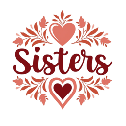 sisters hearts flourishes floral SVG PNG design with white and pink floral elements