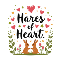 hares hearts SVG PNG design with bold lettering, pink and red floral elements