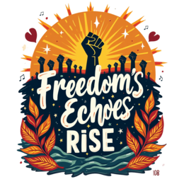 freedom rise SVG PNG design with bold lettering, orange and blue floral elements, an uplifting message