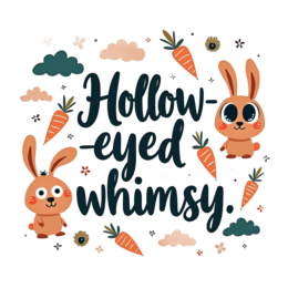 hollow eyed whimsy SVG PNG design with bold lettering, orange floral elements