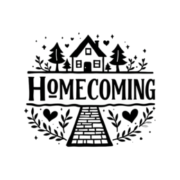 homecoming SVG PNG design with hand-drawn style, bold lettering, black and white floral elements