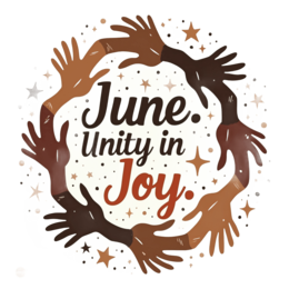 june unity joy SVG PNG design with bold lettering, an uplifting message