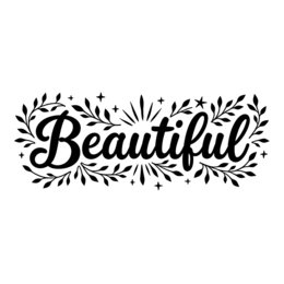 beautiful SVG PNG design with bold lettering, black and white floral elements, an uplifting message