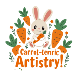 artistry bunny carrots SVG PNG design with bold lettering, orange and green floral elements