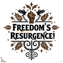 freedom resurgence SVG PNG design with bold lettering, black floral elements
