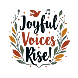 joyful voicessong SVG PNG design with bold lettering, cream floral elements