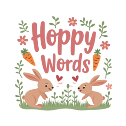 hoppy words bunnies shirt SVG PNG design with bold lettering, white and green floral elements
