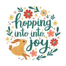 hopping joy SVG PNG design with bold lettering, white and pink floral elements