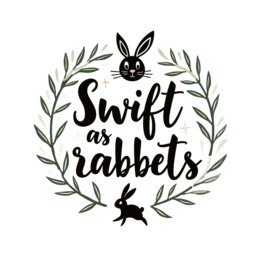 quote rabbit wreath SVG PNG design with bold lettering, black and green floral elements