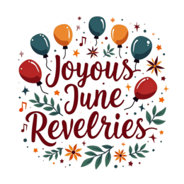 joyous june revelries SVG PNG design with orange and red floral elements