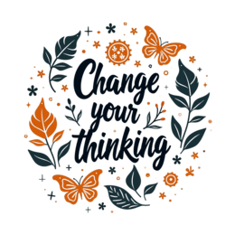 quotes butterflies leaves SVG PNG design with bold lettering, black and orange floral elements, an uplifting message