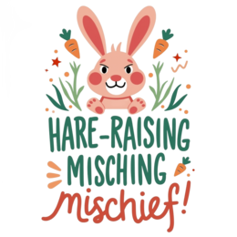 hare raising mischief rabbit shirt SVG PNG design with bold lettering