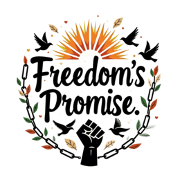 freedom symbolism SVG PNG design with hand-drawn style, bold lettering, black and orange floral elements