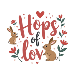 bunnies flowerdesign flower SVG PNG design with bold lettering, pink and red floral elements