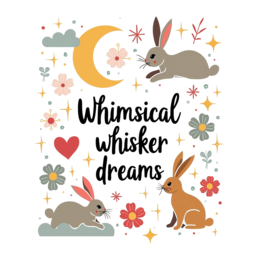 whimsical bunnies dreams shirt SVG PNG design with bold lettering, floral elements