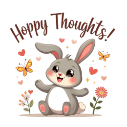 bunny thoughts SVG PNG design with white and pink floral elements