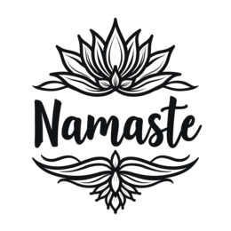 yoga meditation flower SVG PNG design with bold lettering, black floral elements