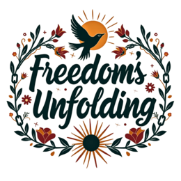 freedom flora SVG PNG design with hand-drawn style, red and green floral elements, an uplifting message