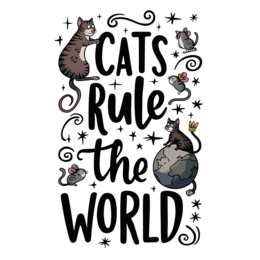 cats rule world SVG PNG design with bold lettering