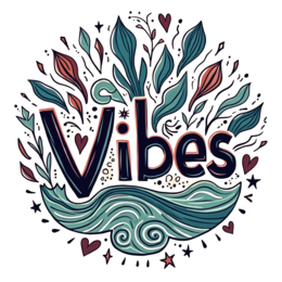 vibes nature SVG PNG design with hand-drawn style, bold lettering, red and green floral elements