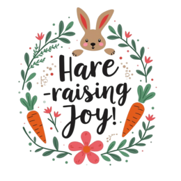 bunny flower carrots SVG PNG design with bold lettering, black and orange floral elements