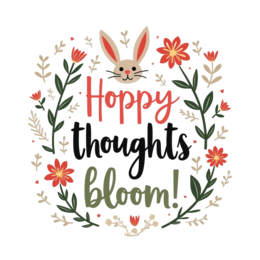 easter bunny flowers SVG PNG design with black and white floral elements