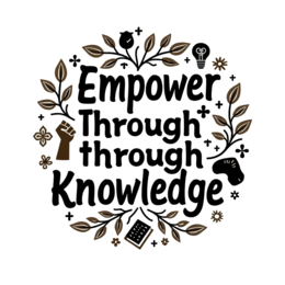 empower knowledge floral SVG PNG design with hand-drawn style, bold lettering, black and white floral elements