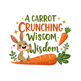 fantasy carrot wisdom SVG PNG design with bold lettering, white and orange floral elements
