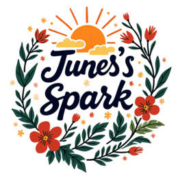june spark flowers floral SVG PNG design with hand-drawn style, bold lettering, orange and red floral elements