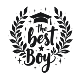 graduation best boy SVG PNG design with bold lettering, black and white floral elements