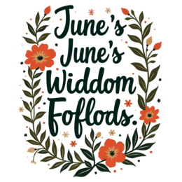 june wisdom flowerdesign floral SVG PNG design with hand-drawn style, orange and green floral elements