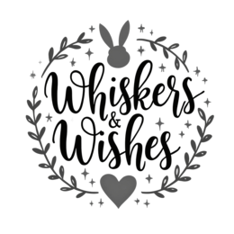 bunny wishes wreath SVG PNG design with black and white floral elements