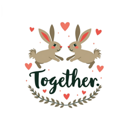 rabbits hearts SVG PNG design with bold lettering
