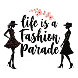 fashion parade florals SVG PNG design with bold lettering, pink floral elements