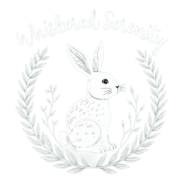 whiskered serenity rabbit SVG PNG design with hand-drawn style, white and red floral elements