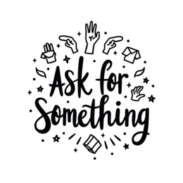 ask hand signs SVG PNG design with hand-drawn style, bold lettering