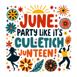 june party celebration SVG PNG design with bold lettering, floral elements