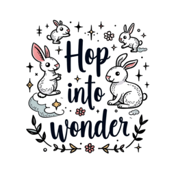 rabbits wonder SVG PNG design with bold lettering, floral elements